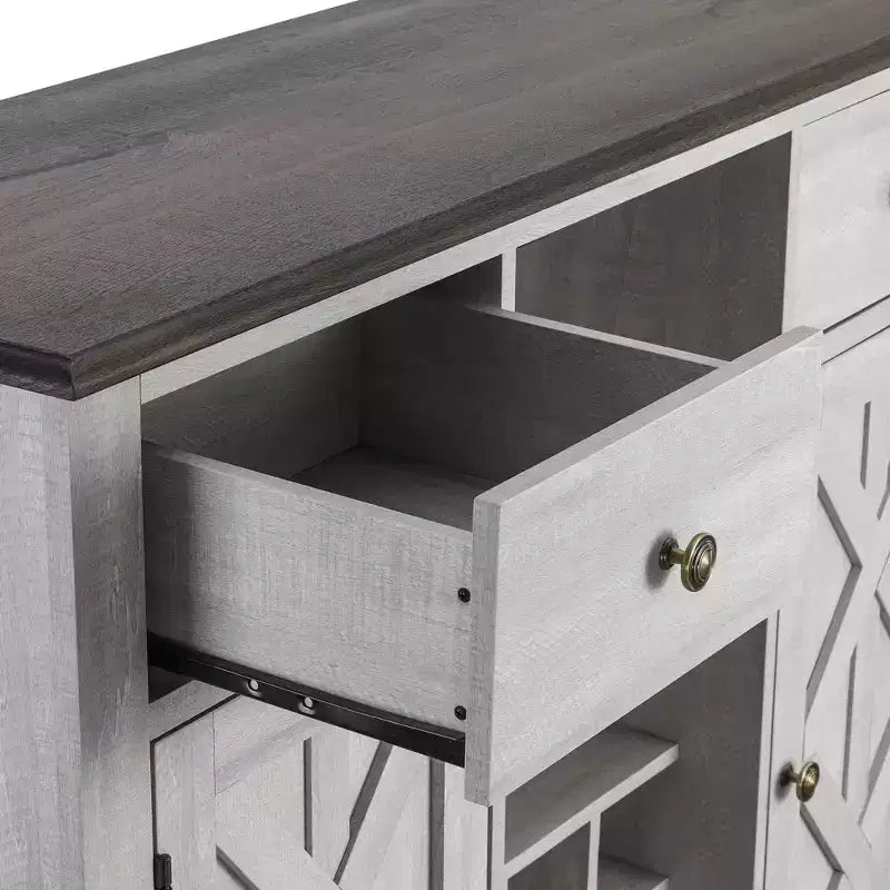47" Wood Bar Cabinet with Brushed Nickel Knobs - Home Essentials
