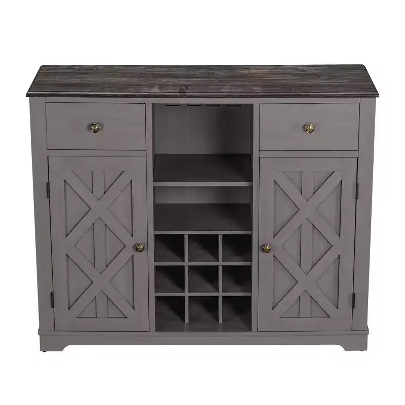 47" Wood Bar Cabinet with Brushed Nickel Knobs - Home Essentials