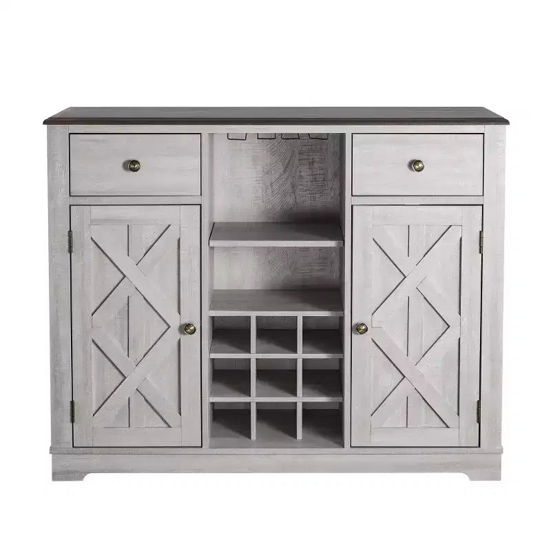 47" Wood Bar Cabinet with Brushed Nickel Knobs - Home Essentials