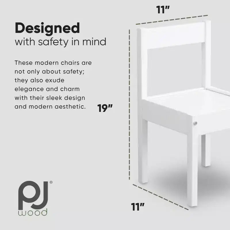 PJ Wood Kids Chair with Top Rail Back Support and Tight Furniture Fixings for Reading, Arts and Crafts, Eating and Other Activities (Set of 2)