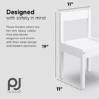 PJ Wood Kids Chair with Top Rail Back Support and Tight Furniture Fixings for Reading, Arts and Crafts, Eating and Other Activities (Set of 2)