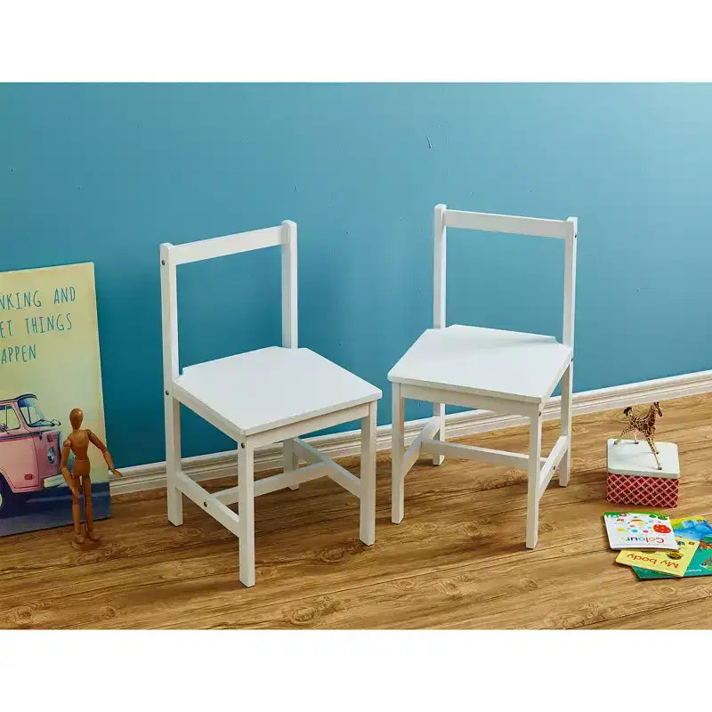 PJ Wood Kids Chair with Top Rail Back Support and Tight Furniture Fixings for Reading, Arts and Crafts, Eating and Other Activities (Set of 2)