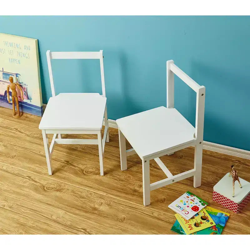 PJ Wood Kids Chair with Top Rail Back Support and Tight Furniture Fixings for Reading, Arts and Crafts, Eating and Other Activities (Set of 2)