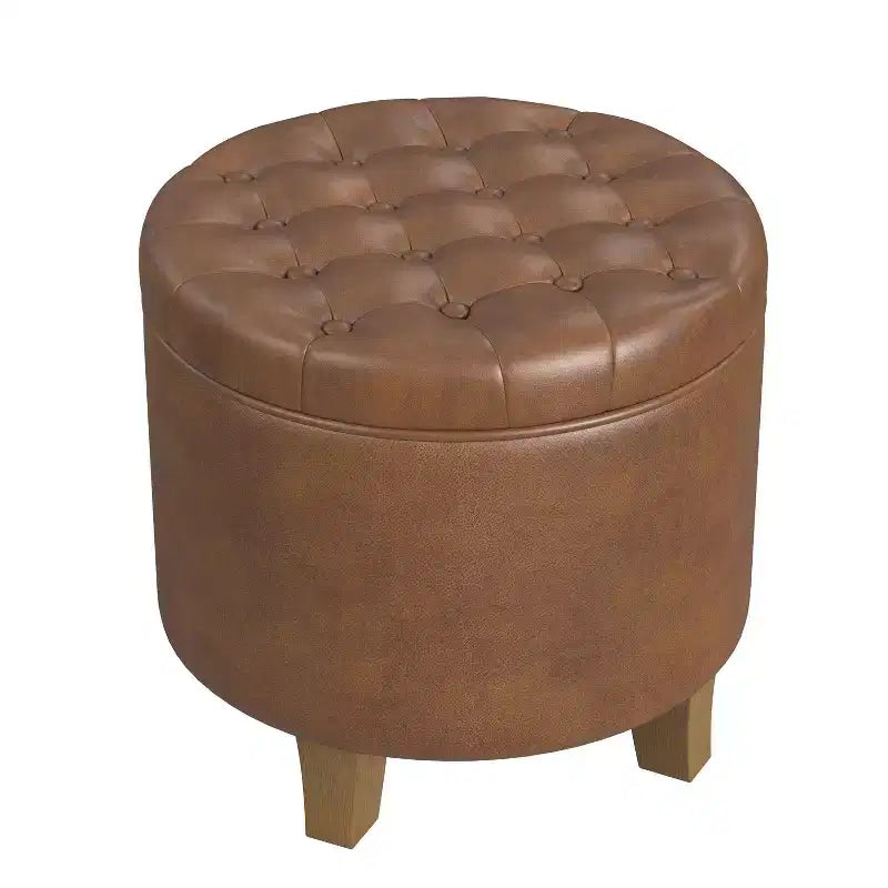 Pouf contenitore rotondo in similpelle - HomePop