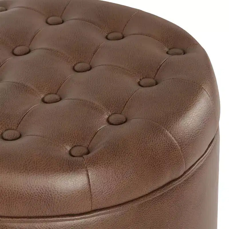 Pouf contenitore rotondo in similpelle - HomePop