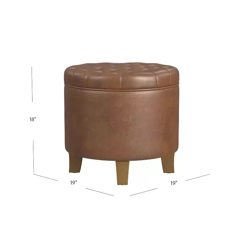 Pouf contenitore rotondo in similpelle - HomePop