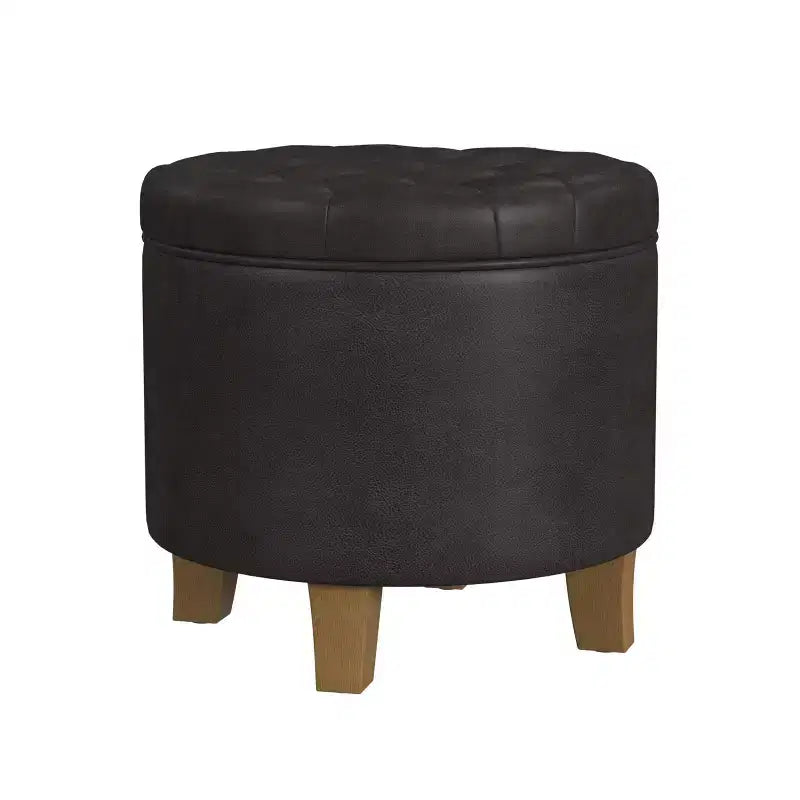 Pouf contenitore rotondo in similpelle - HomePop
