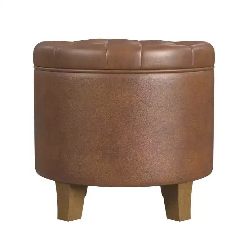 Pouf contenitore rotondo in similpelle - HomePop