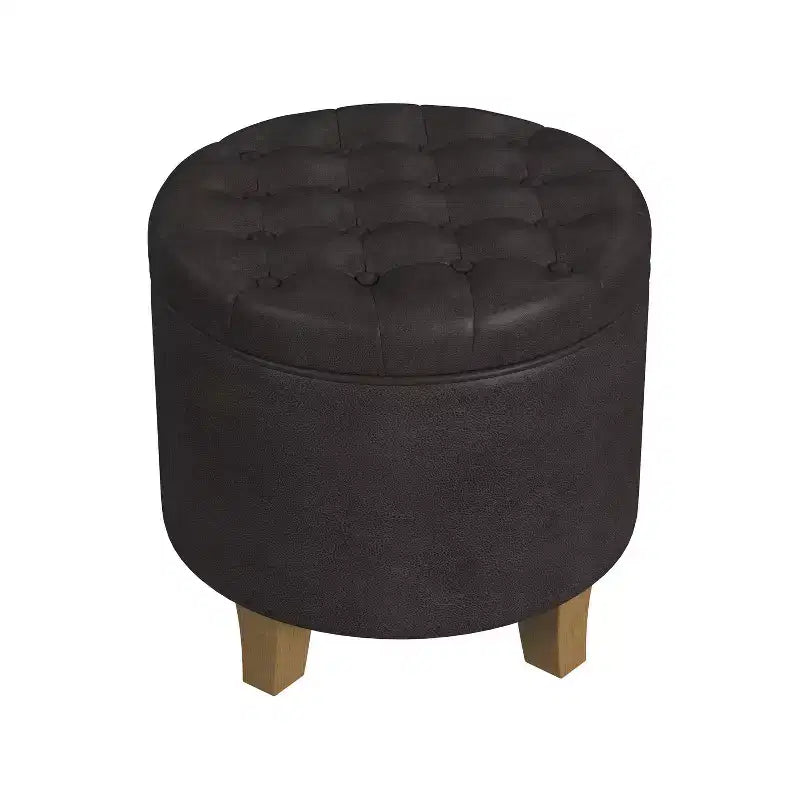 Pouf contenitore rotondo in similpelle - HomePop