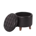 Pouf contenitore rotondo in similpelle - HomePop