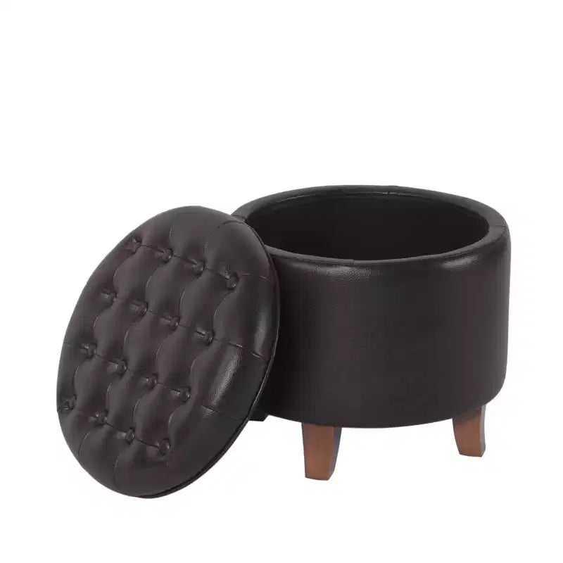 Pouf contenitore rotondo in similpelle - HomePop