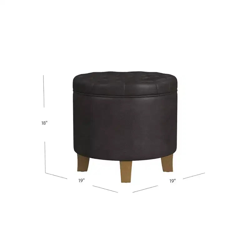 Pouf contenitore rotondo in similpelle - HomePop
