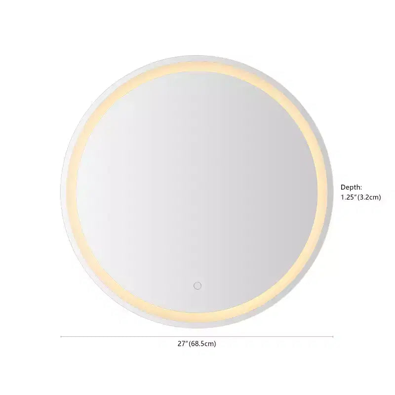 Specchio da bagno senza cornice rotondo piccolo Dane con illuminazione frontale/posteriore antiappannamento a tre colori e touch intelligente - JONATHAN Y