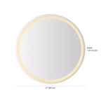 Specchio da bagno senza cornice rotondo piccolo Dane con illuminazione frontale/posteriore antiappannamento a tre colori e touch intelligente - JONATHAN Y