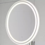 Specchio da bagno senza cornice rotondo piccolo Dane con illuminazione frontale/posteriore antiappannamento a tre colori e touch intelligente - JONATHAN Y