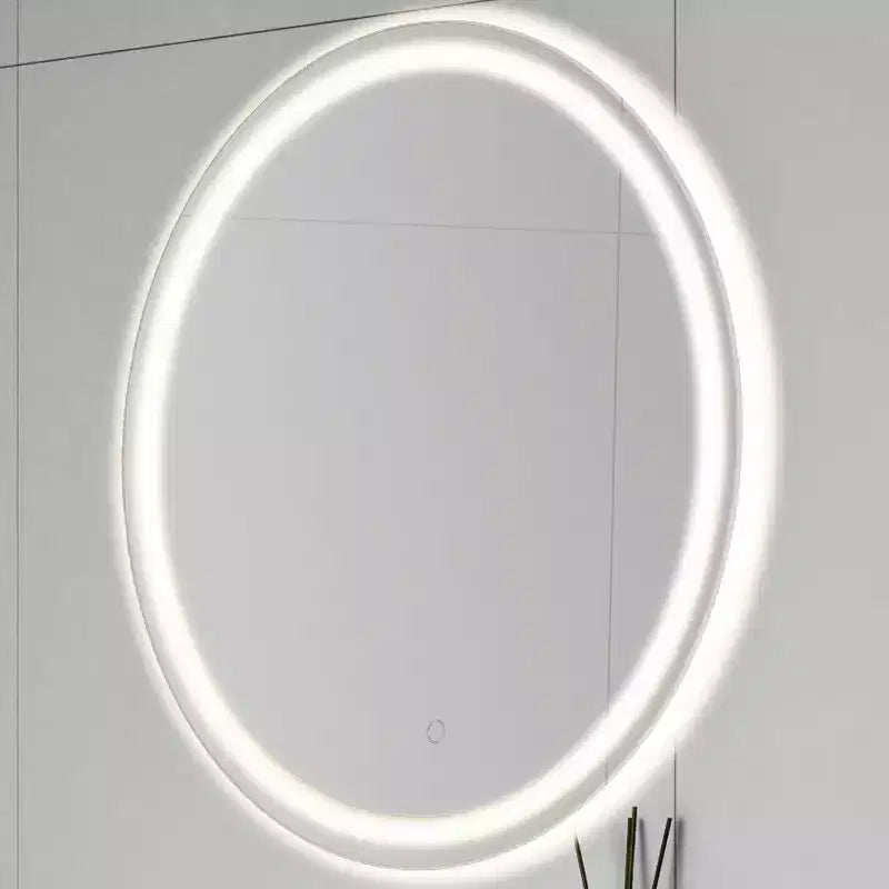 Specchio da bagno senza cornice rotondo piccolo Dane con illuminazione frontale/posteriore antiappannamento a tre colori e touch intelligente - JONATHAN Y