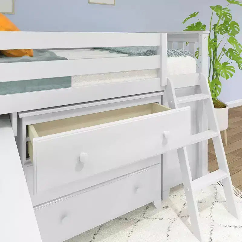 Max & Lily Twin-Size Low Loft with Pull-Out Desk and 3-Drawer Dressers