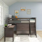 Max & Lily Twin-Size Low Loft with Pull-Out Desk and 3-Drawer Dressers