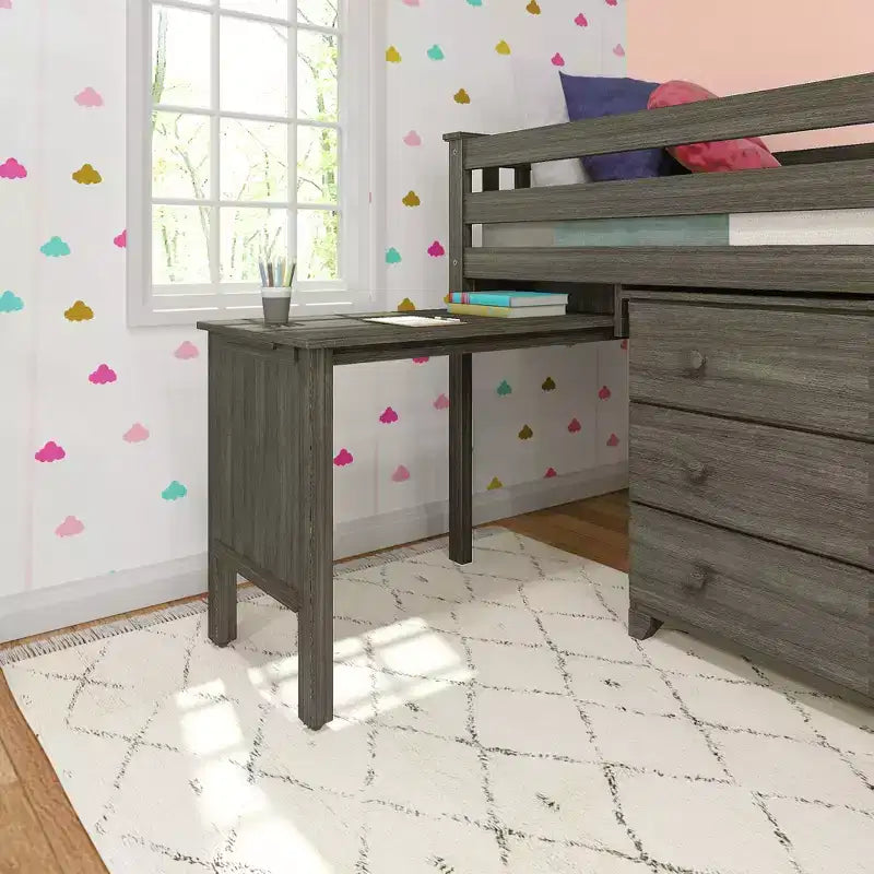 Max & Lily Twin-Size Low Loft with Pull-Out Desk and 3-Drawer Dressers