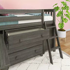 Max & Lily Twin-Size Low Loft with Pull-Out Desk and 3-Drawer Dressers