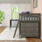 Max & Lily Twin-Size Low Loft with Pull-Out Desk and 3-Drawer Dressers