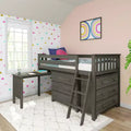 Max & Lily Twin-Size Low Loft with Pull-Out Desk and 3-Drawer Dressers