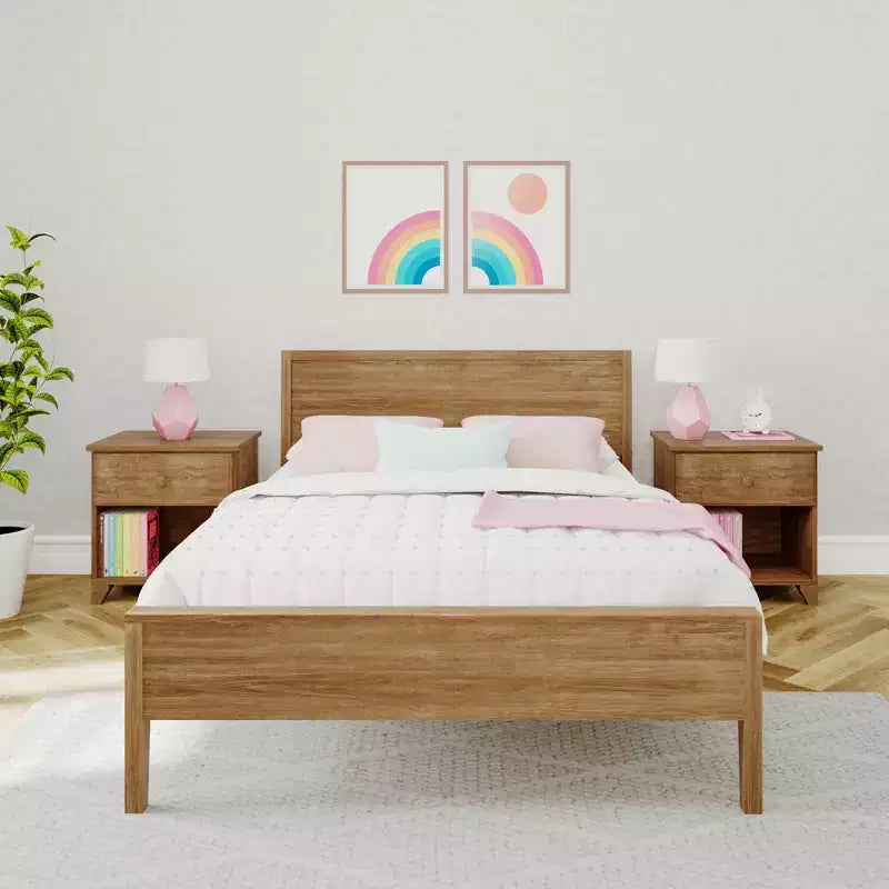 Max & Lily Letto matrimoniale con testiera, piattaforma letto in legno massello per bambini