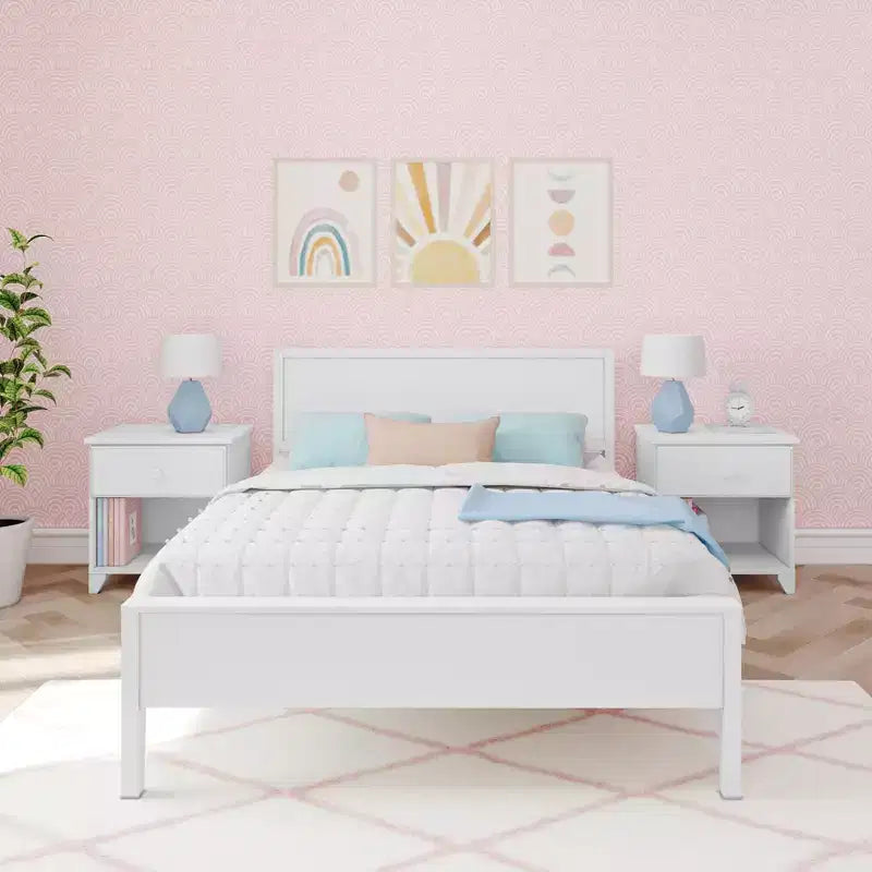 Max & Lily Letto matrimoniale con testiera, piattaforma letto in legno massello per bambini