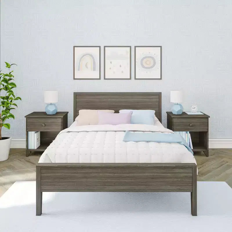 Max & Lily Letto matrimoniale con testiera, piattaforma letto in legno massello per bambini