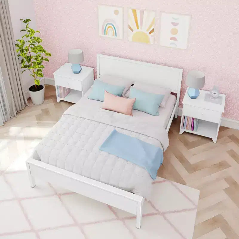 Max & Lily Letto matrimoniale con testiera, piattaforma letto in legno massello per bambini