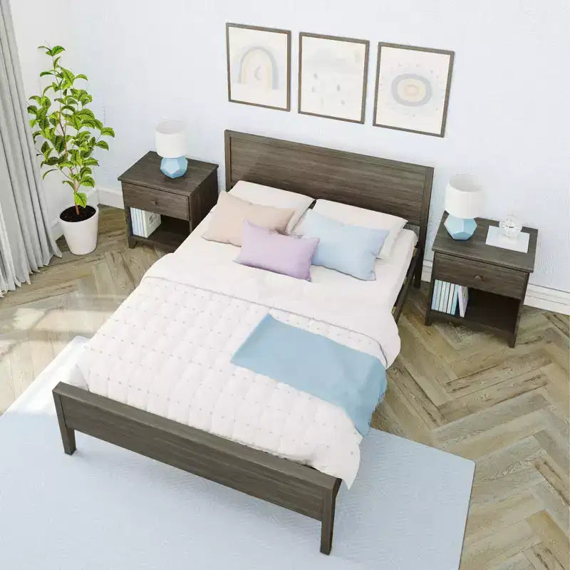 Max & Lily Letto matrimoniale con testiera, piattaforma letto in legno massello per bambini