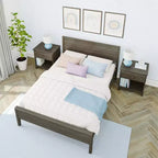 Max & Lily Letto matrimoniale con testiera, piattaforma letto in legno massello per bambini