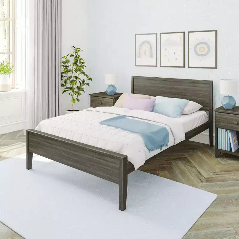 Max & Lily Letto matrimoniale con testiera, piattaforma letto in legno massello per bambini