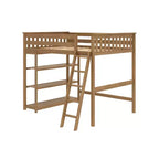Max & Lily Full Size High Loft Bed with Ladder and Bookcase, Solid Wood Frame, Space Saving, 400 lbs Weight Capacity, Easy Assembly