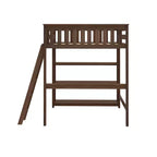 Max & Lily Full Size High Loft Bed with Ladder and Bookcase, Solid Wood Frame, Space Saving, 400 lbs Weight Capacity, Easy Assembly