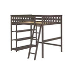 Max & Lily Full Size High Loft Bed with Ladder and Bookcase, Solid Wood Frame, Space Saving, 400 lbs Weight Capacity, Easy Assembly