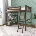 Max & Lily Full Size High Loft Bed with Ladder and Bookcase, Solid Wood Frame, Space Saving, 400 lbs Weight Capacity, Easy Assembly