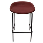LeisureMod Servos Modern Barstool in Upholstered Faux Leather and Black Iron Frame