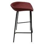 LeisureMod Servos Modern Barstool in Upholstered Faux Leather and Black Iron Frame