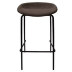 LeisureMod Servos Modern Barstool in Upholstered Faux Leather and Black Iron Frame