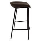 LeisureMod Servos Modern Barstool in Upholstered Faux Leather and Black Iron Frame