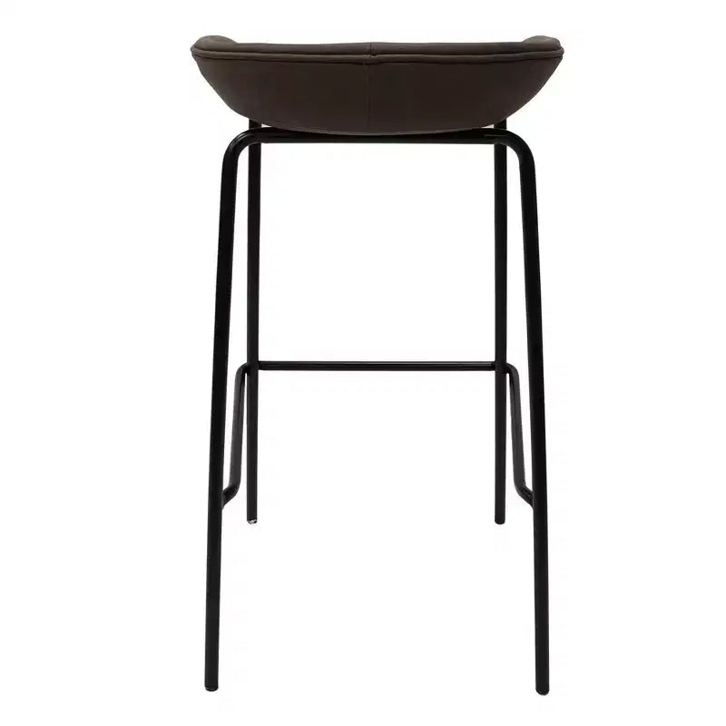 LeisureMod Servos Modern Barstool in Upholstered Faux Leather and Black Iron Frame
