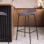LeisureMod Servos Modern Barstool in Upholstered Faux Leather and Black Iron Frame