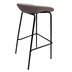LeisureMod Servos Modern Barstool in Upholstered Faux Leather and Black Iron Frame