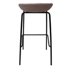 LeisureMod Servos Modern Barstool in Upholstered Faux Leather and Black Iron Frame