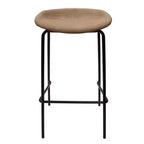 LeisureMod Servos Modern Barstool in Upholstered Faux Leather and Black Iron Frame