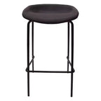 LeisureMod Servos Modern Barstool in Upholstered Faux Leather and Black Iron Frame