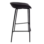 LeisureMod Servos Modern Barstool in Upholstered Faux Leather and Black Iron Frame