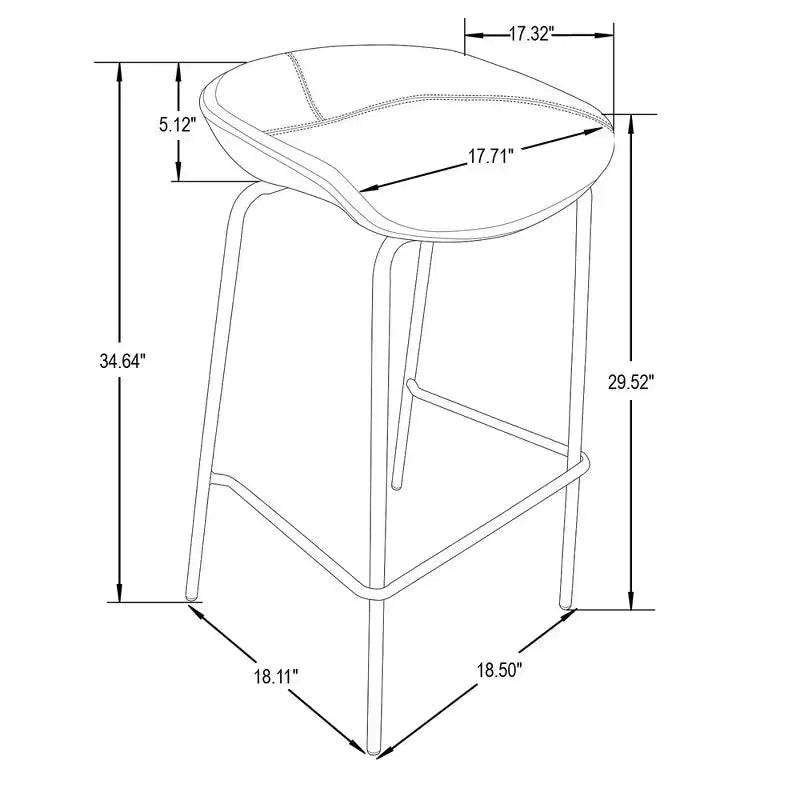 LeisureMod Servos Modern Barstool in Upholstered Faux Leather and Black Iron Frame