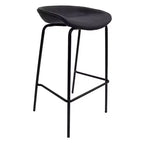 LeisureMod Servos Modern Barstool in Upholstered Faux Leather and Black Iron Frame